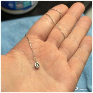 10k White Gold .10 cttw Genuine Solitaire Diamond Teardrop Pendant Necklace